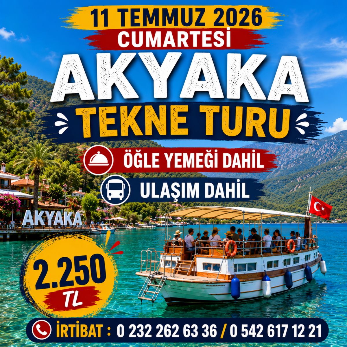 İzmir çıkışlı Akyaka tekne Turu